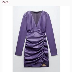 NWT | Zara Purple Faux Leather Dress